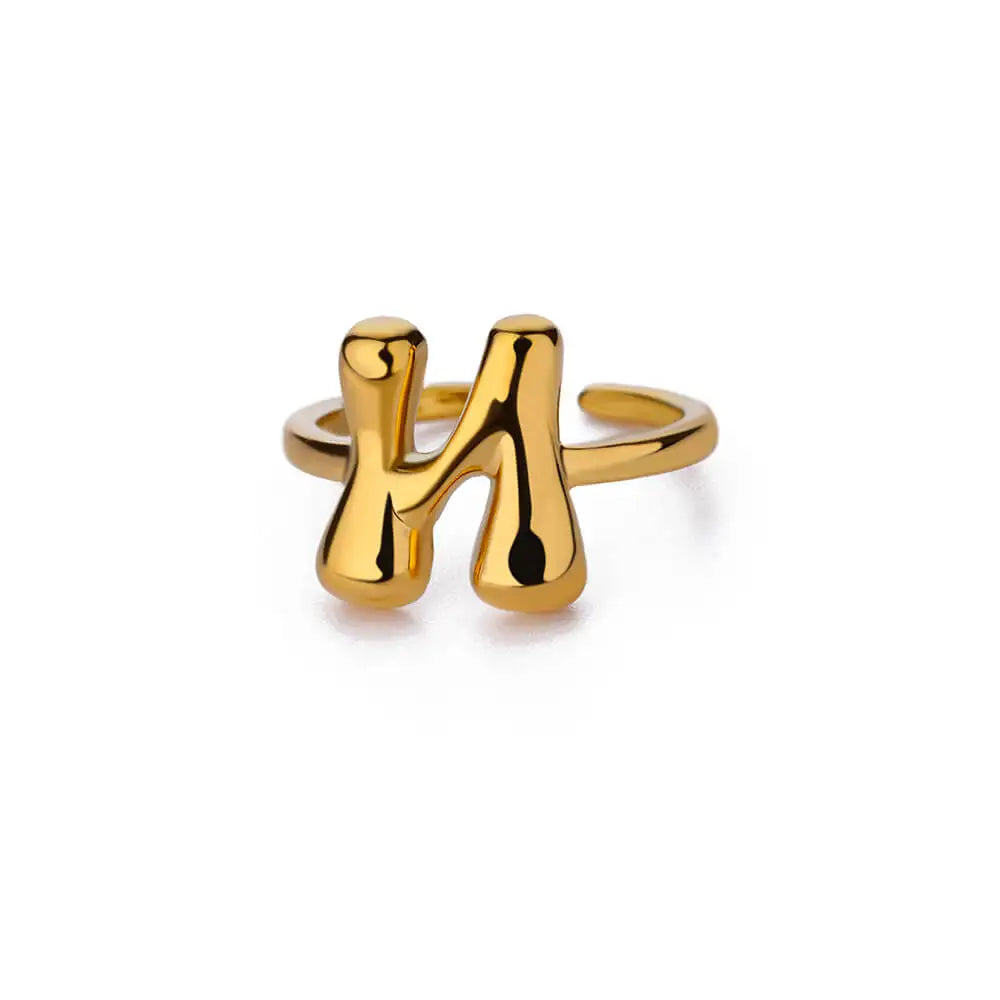 A-Z Bubble Letters Open Ring