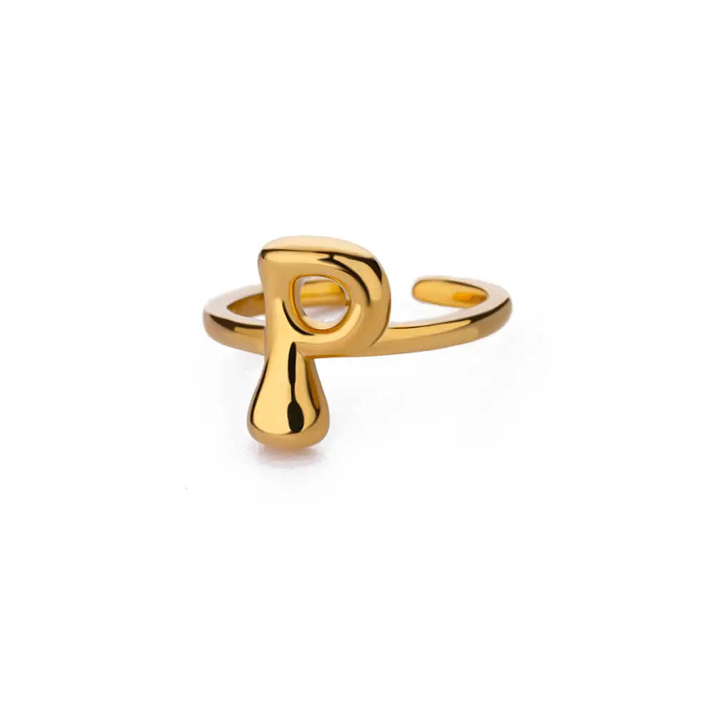 A-Z Bubble Letters Open Ring