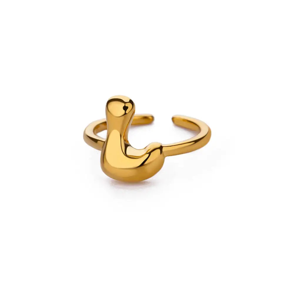 A-Z Bubble Letters Open Ring