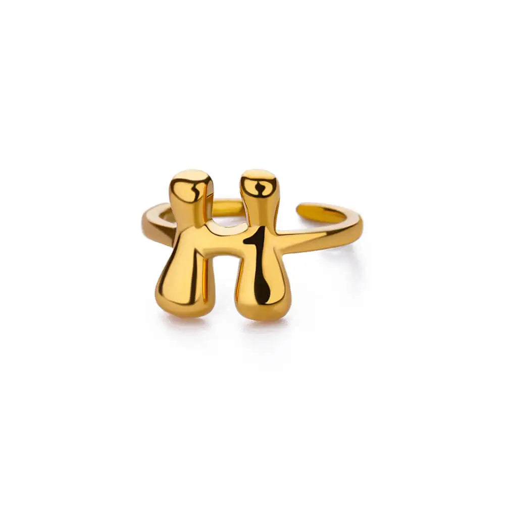 A-Z Bubble Letters Open Ring