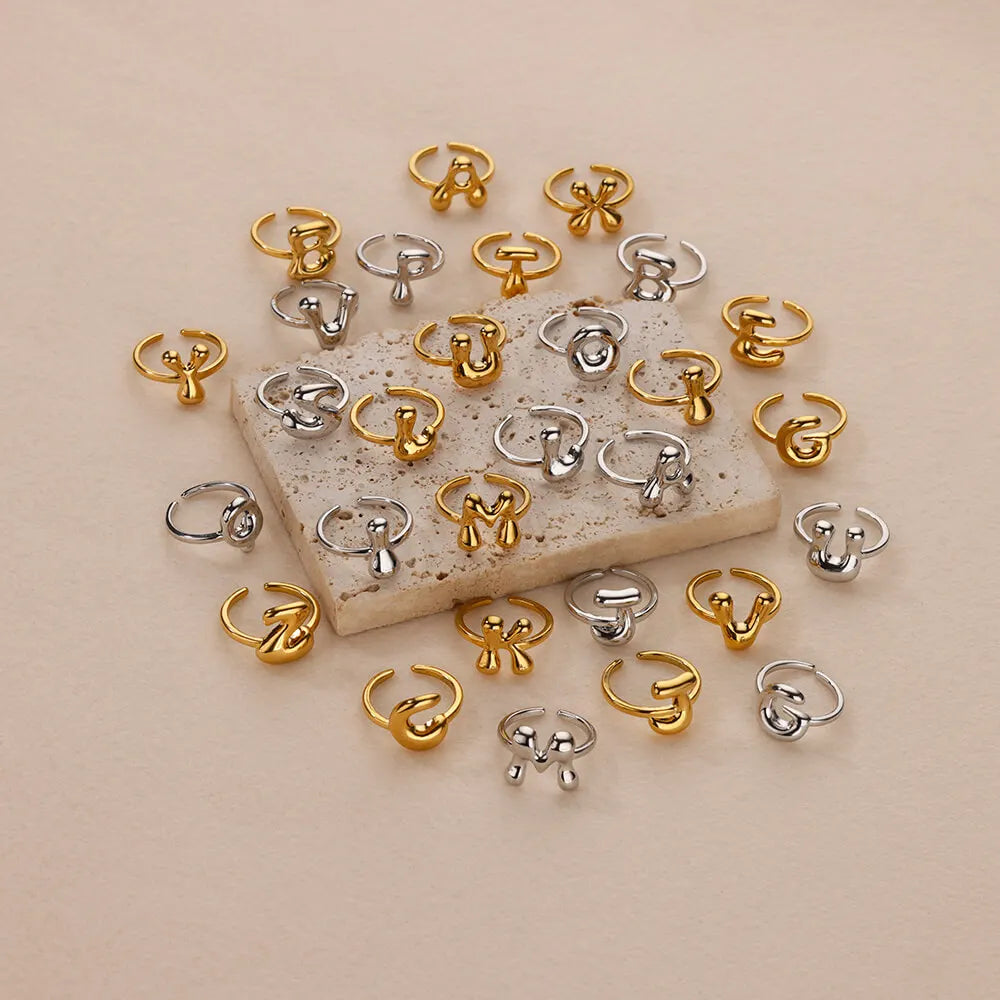 A-Z Bubble Letters Open Ring