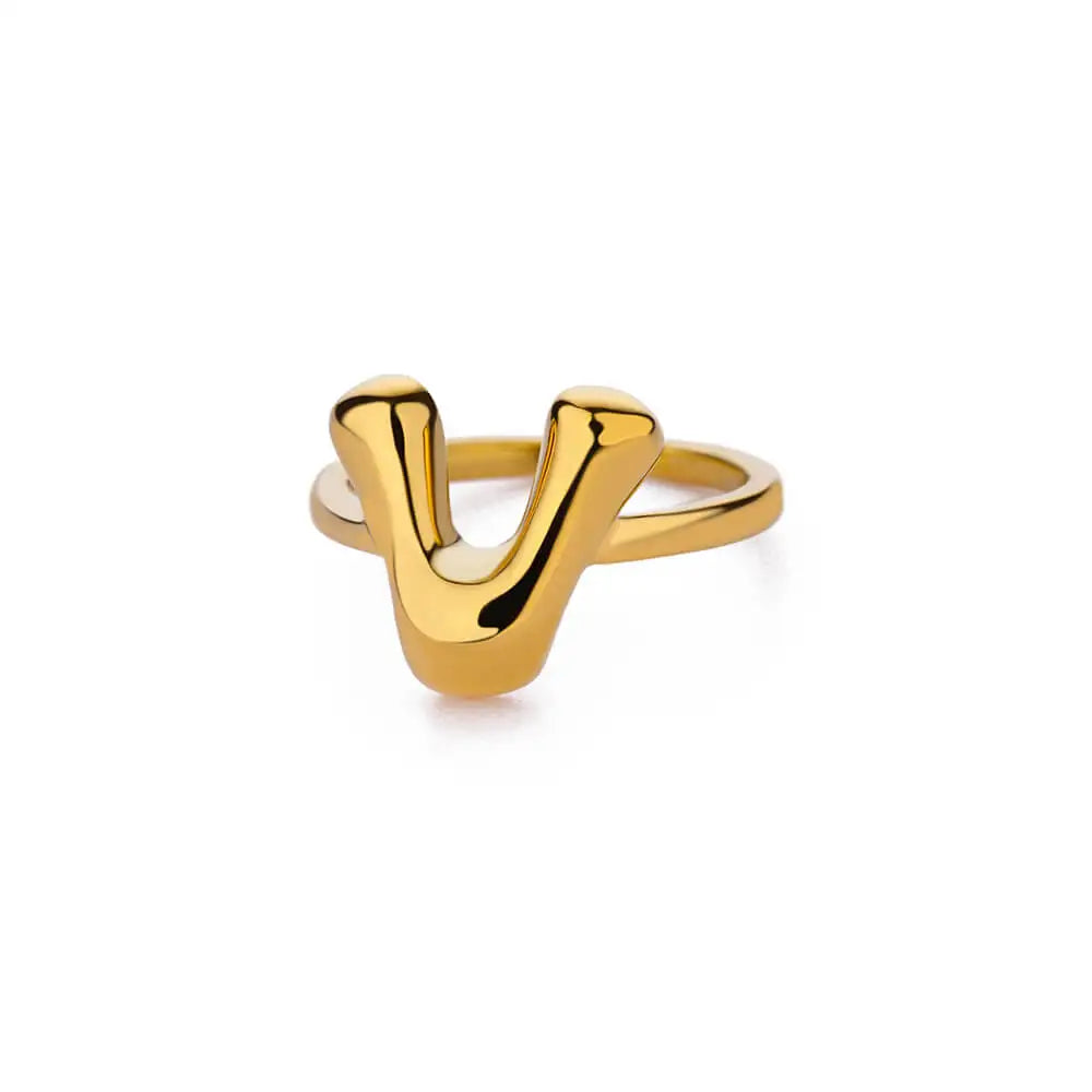 A-Z Bubble Letters Open Ring