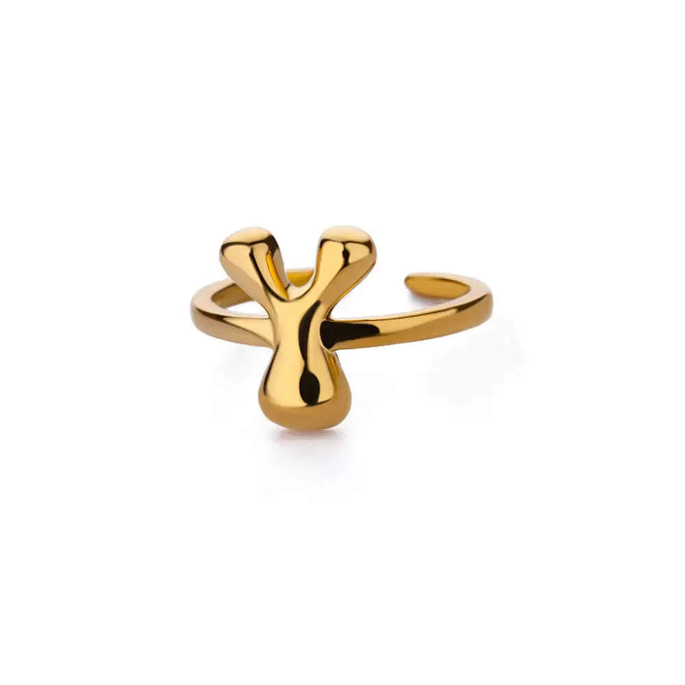 A-Z Bubble Letters Open Ring