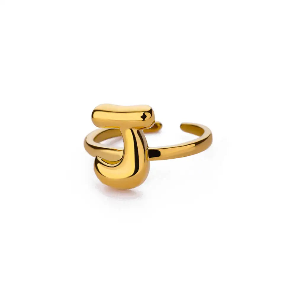 A-Z Bubble Letters Open Ring
