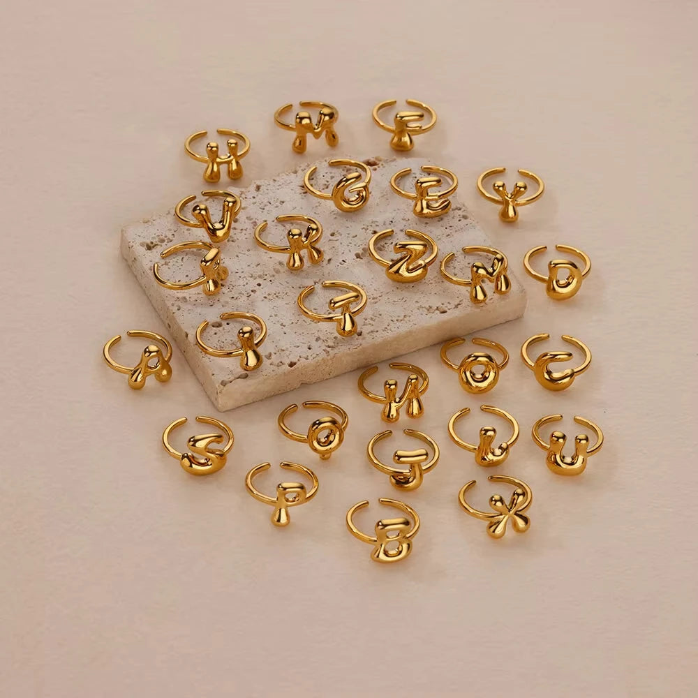 A-Z Bubble Letters Open Ring