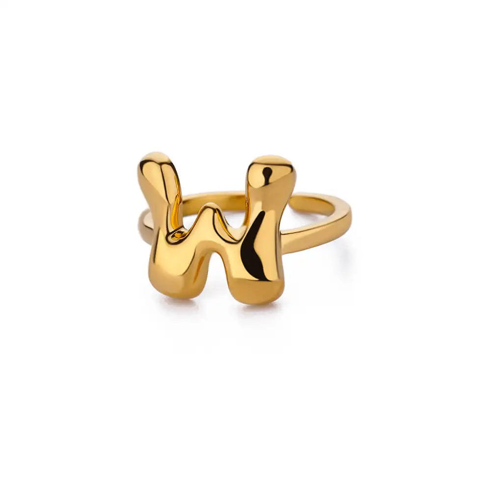 A-Z Bubble Letters Open Ring