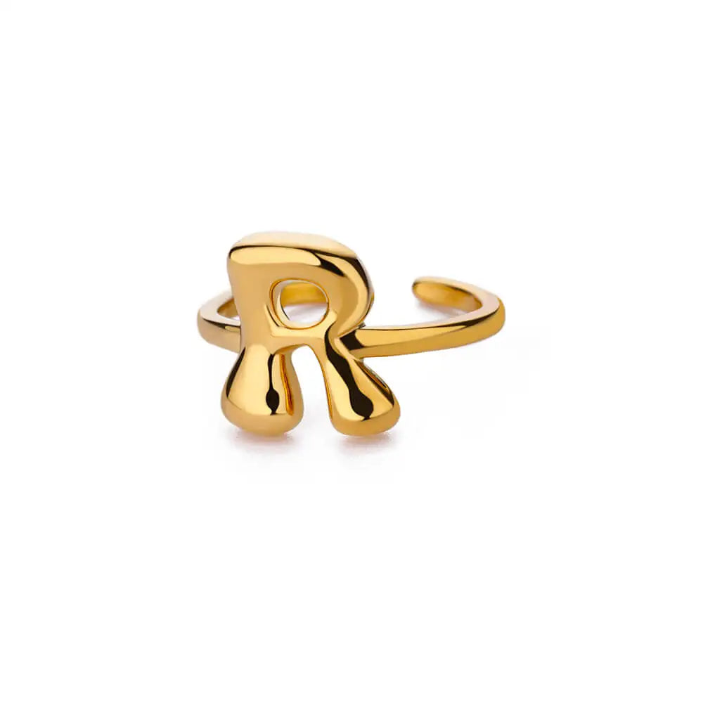 A-Z Bubble Letters Open Ring
