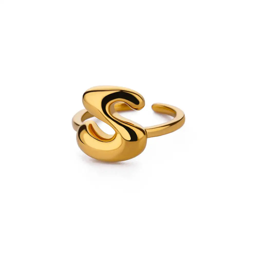 A-Z Bubble Letters Open Ring