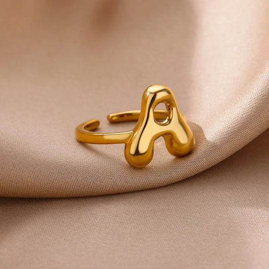 A-Z Bubble Letters Open Ring
