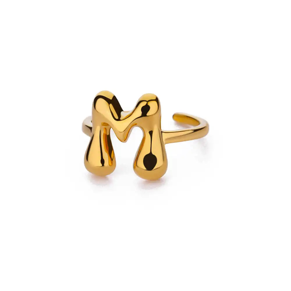 A-Z Bubble Letters Open Ring
