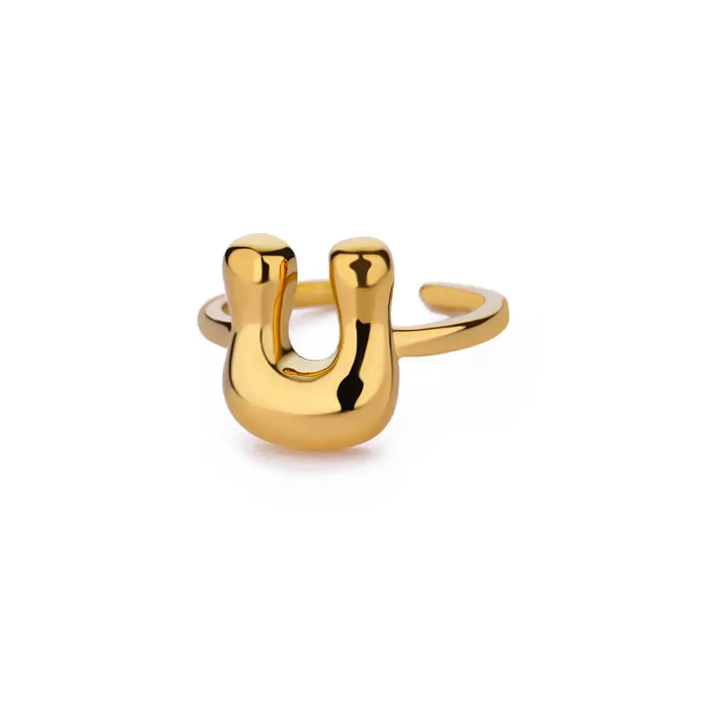 A-Z Bubble Letters Open Ring