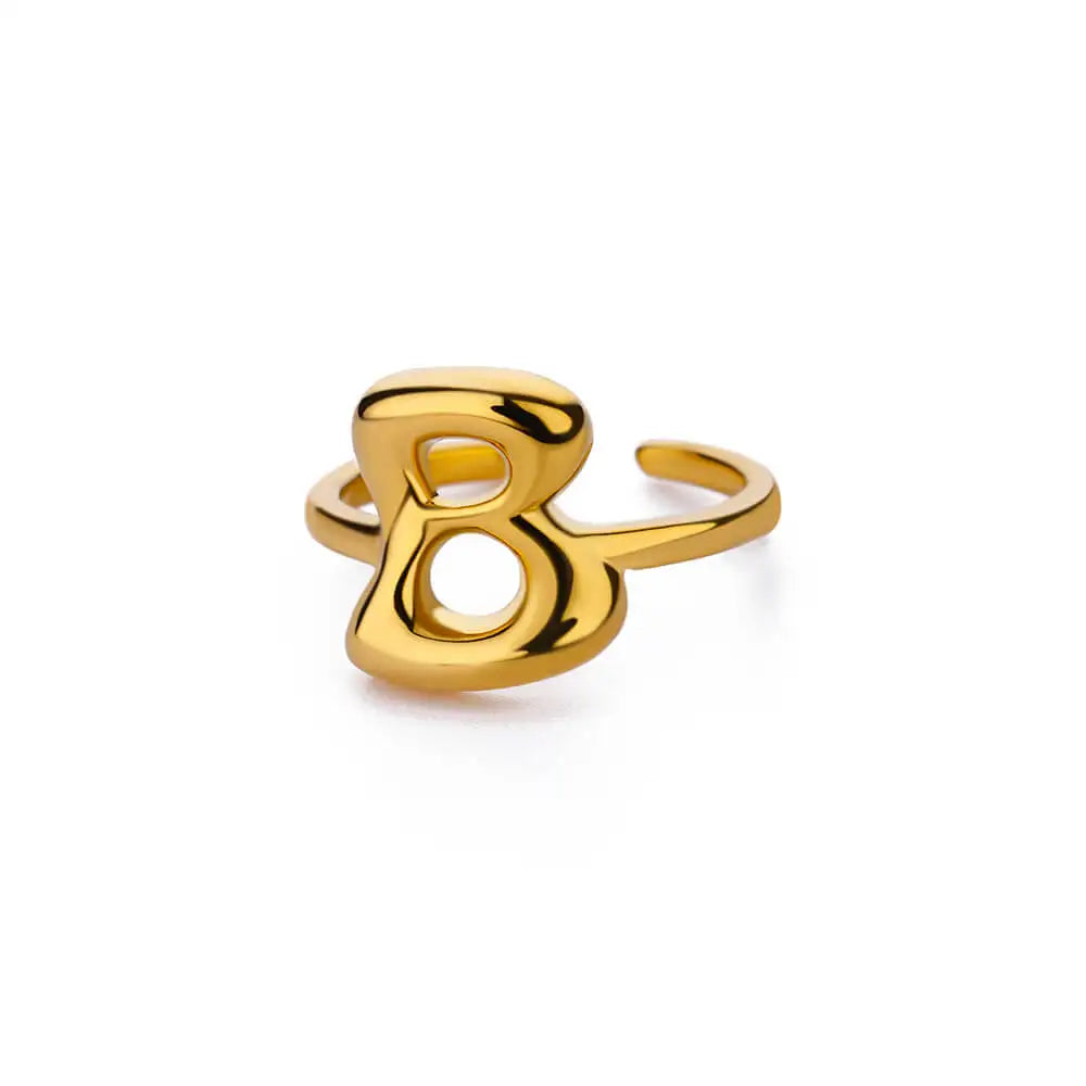 A-Z Bubble Letters Open Ring